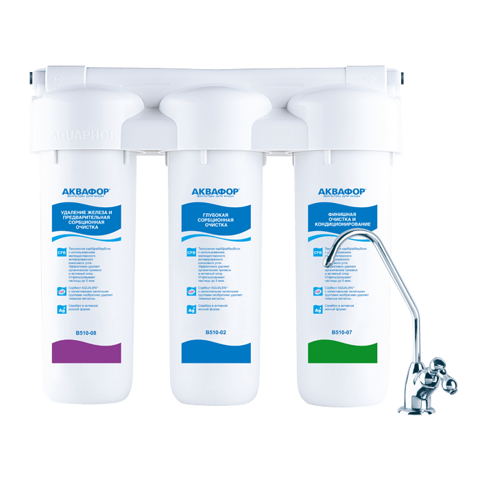 Водоочиститель Аквафор модель Трио Fe (4 шт/кор) 