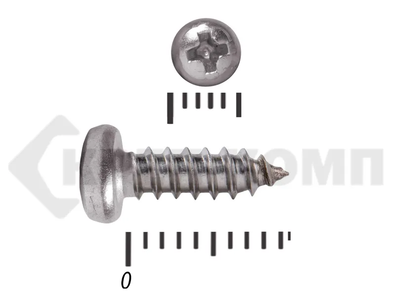 Винт-саморез ?3х10 с полукругл. гол. (крест.) DIN 7981, А2 нерж.